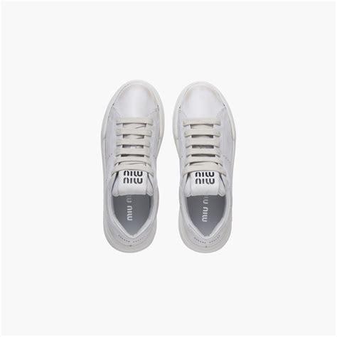 miu miu white technical sneakers|White Bleached Leather Sneakers .